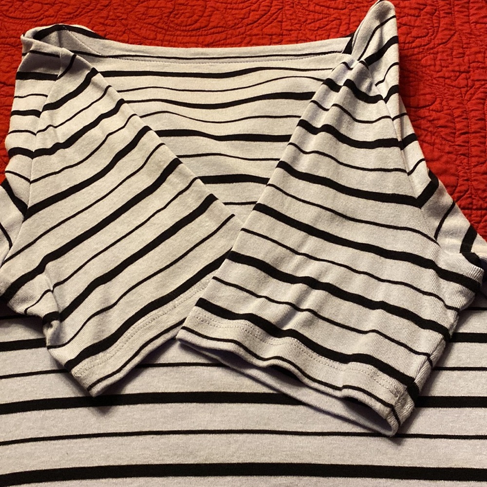 Talbots 100%Cotton Split Neck Tee Elbow Sleeves - Picture 4 of 5